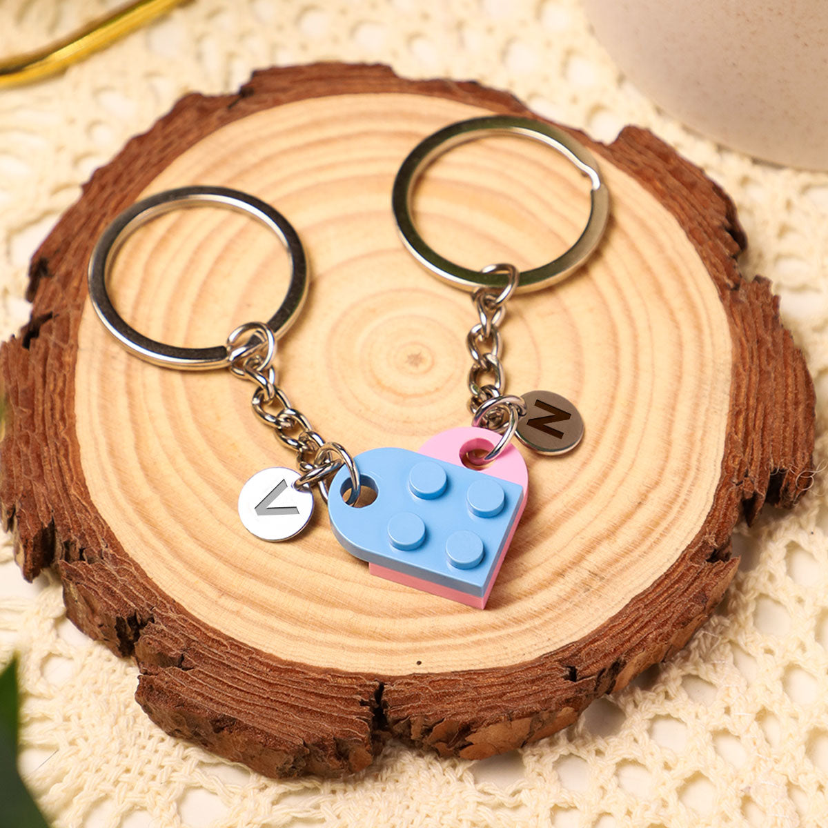 Better Together - Personalized Custom Heart Brick Keychain