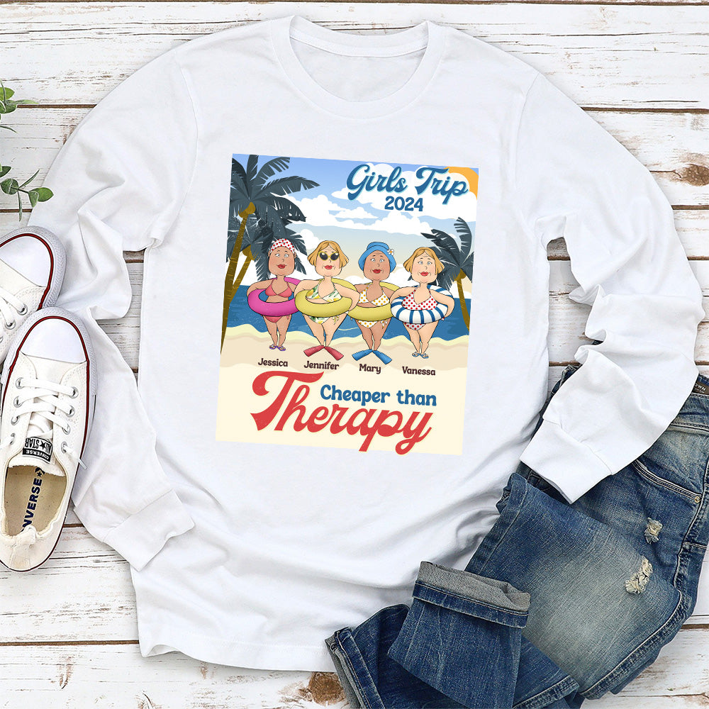 Cheaper Than Therapy - Personalized Custom Long Sleeve T-shirt