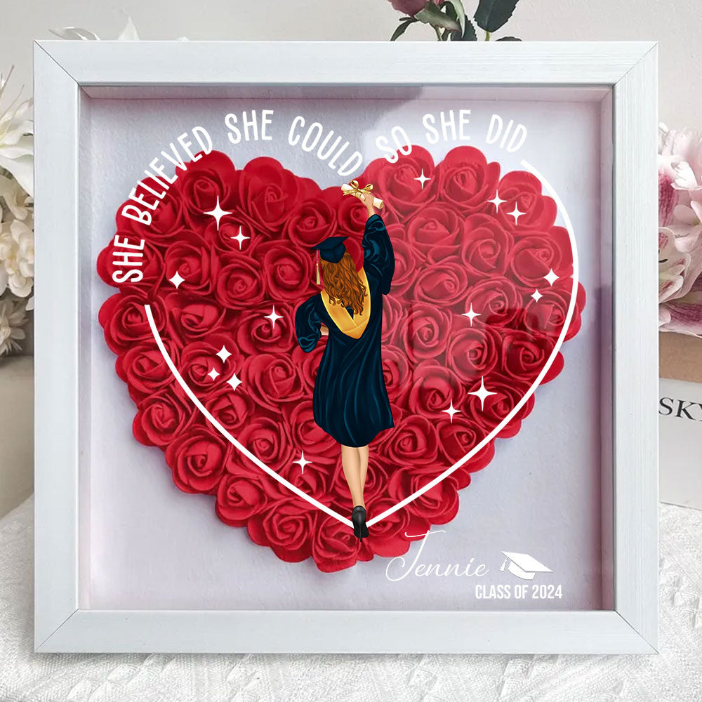 Class Of 2024 Graduation Gift - Personalized Custom Flower Shadow Box