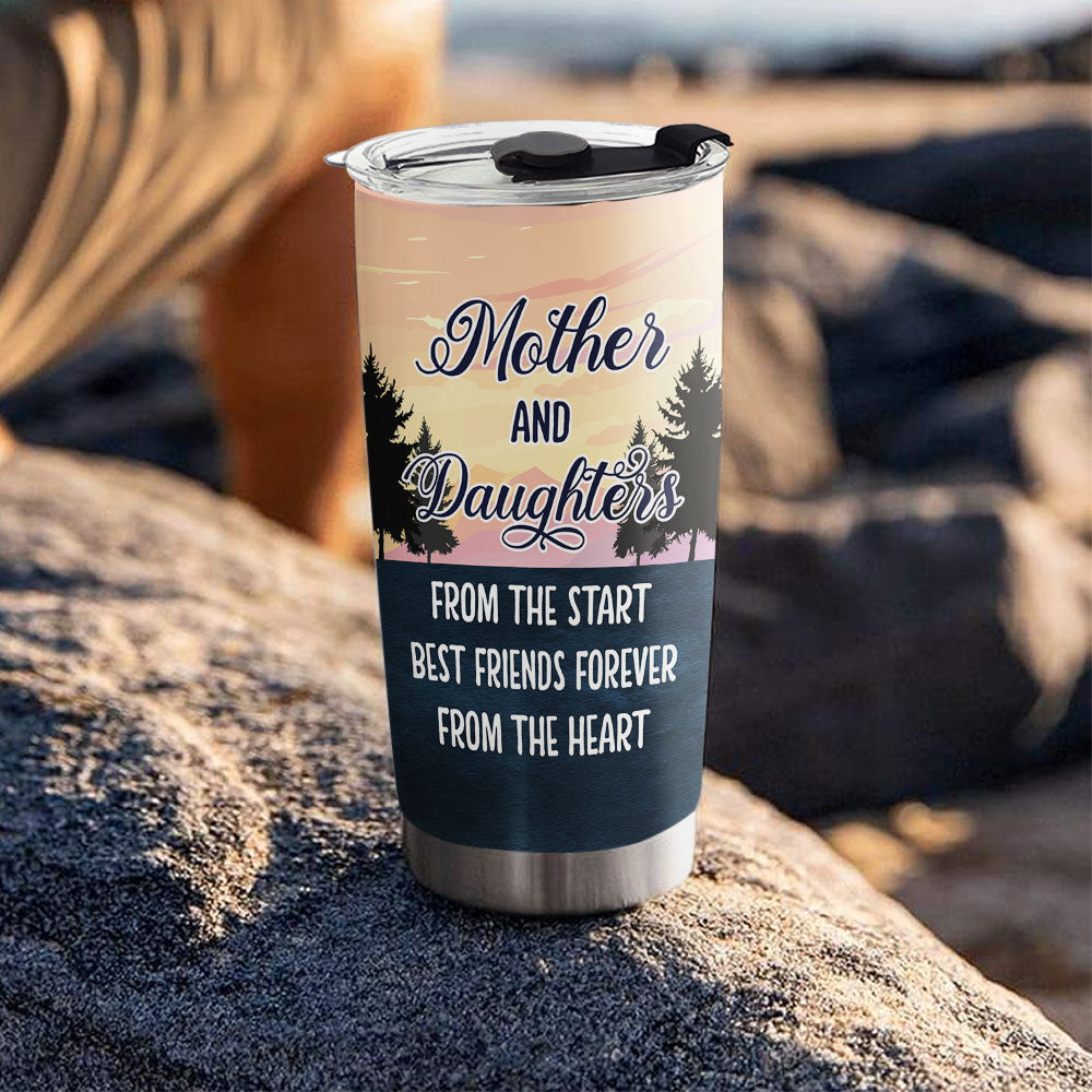 Mother And Daughter Heart - Personalized Custom Tumbler