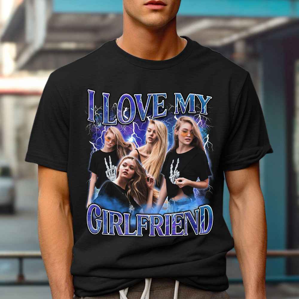 Custom I Love My Girlfriend - Personalized Custom Premium T-shirt