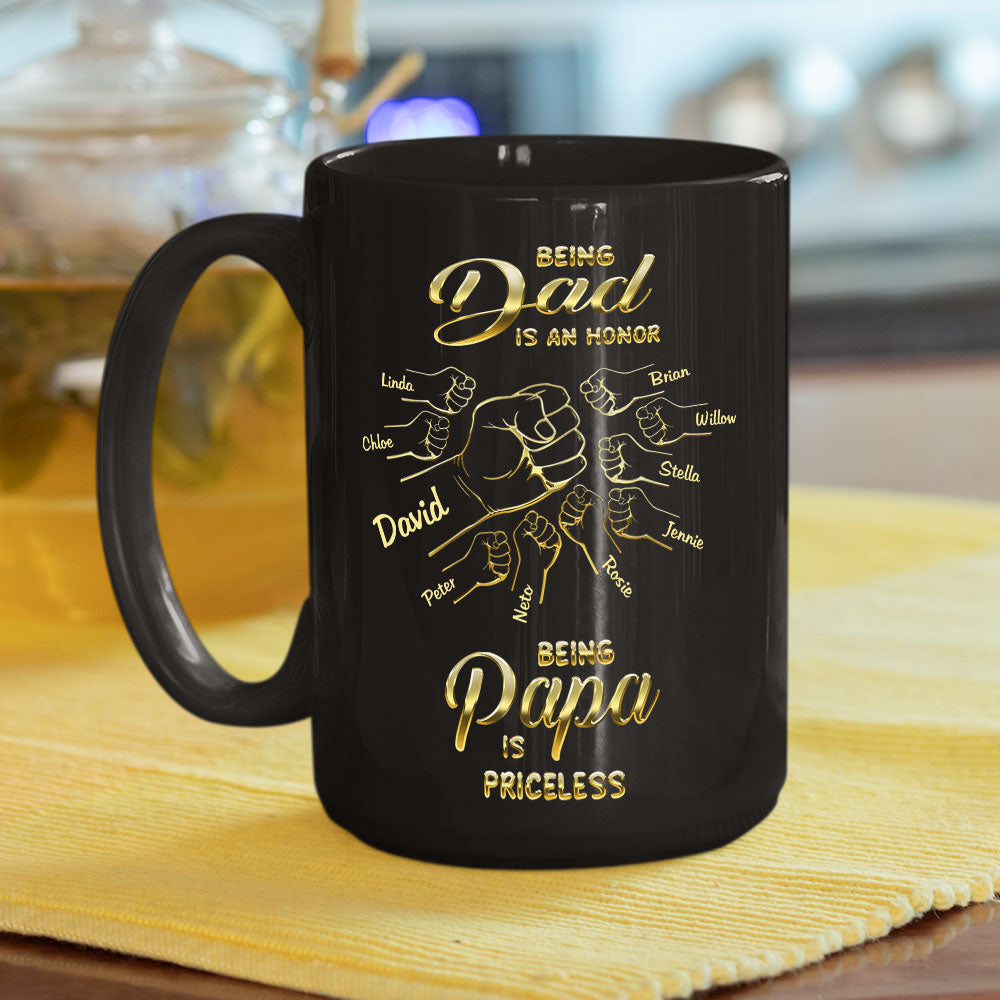 Being Dad And Papa - Personalized Custom Coffee Mug