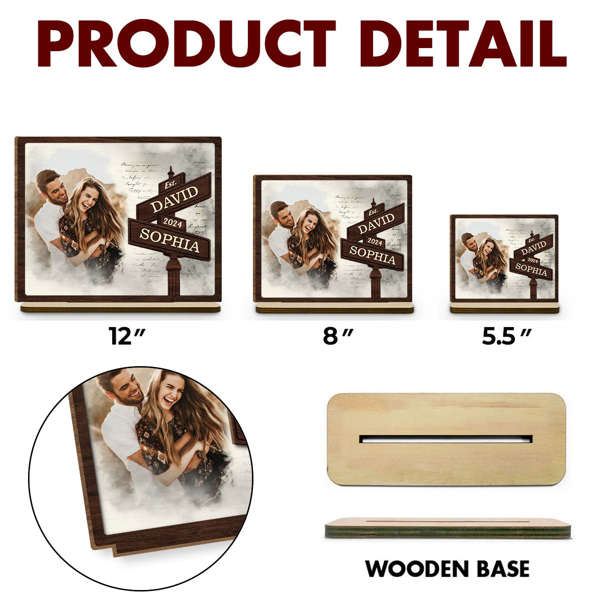 Always Love - Personalized Custom 2-Layer Wood Plaque With Flat Base