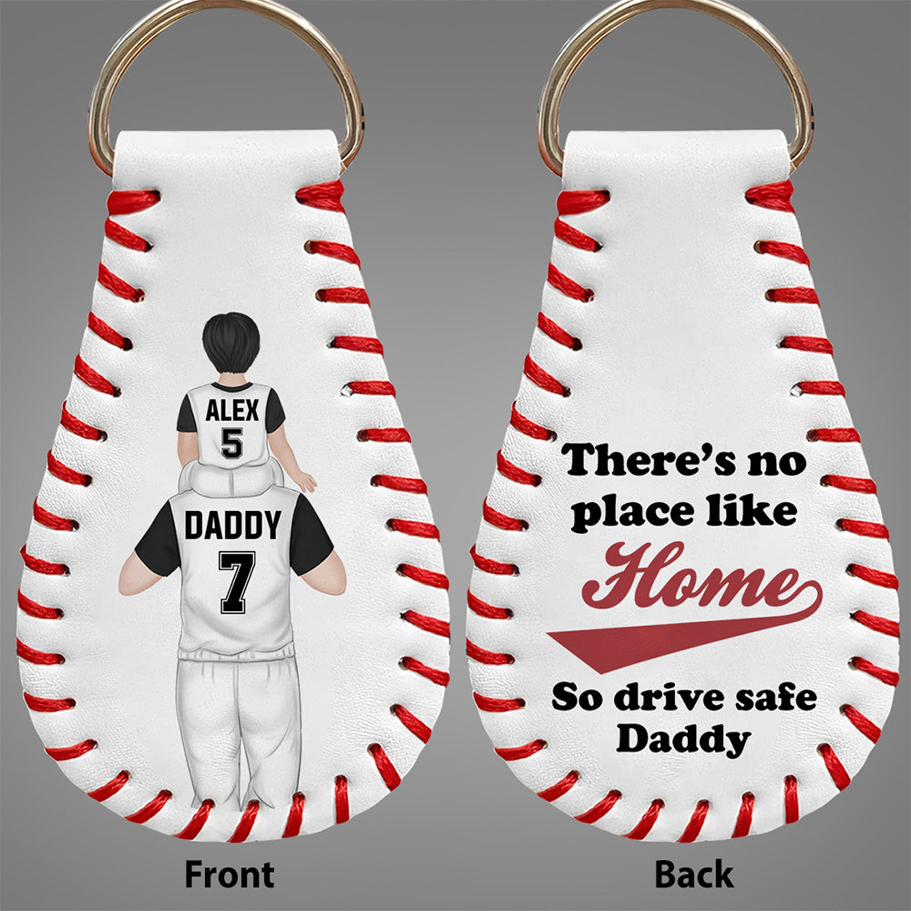 No Place Like Home  - Personalized Custom Leather Baseball Keychain