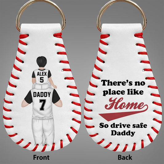 No Place Like Home  - Personalized Custom Leather Baseball Keychain