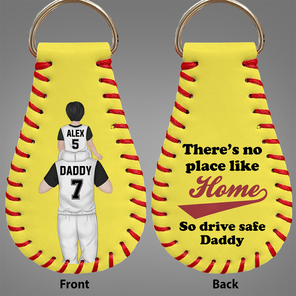 No Place Like Home  - Personalized Custom Leather Baseball Keychain