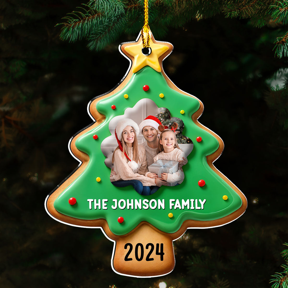 Family Gingerbread Photo - Personalized Custom Acrylic Ornament