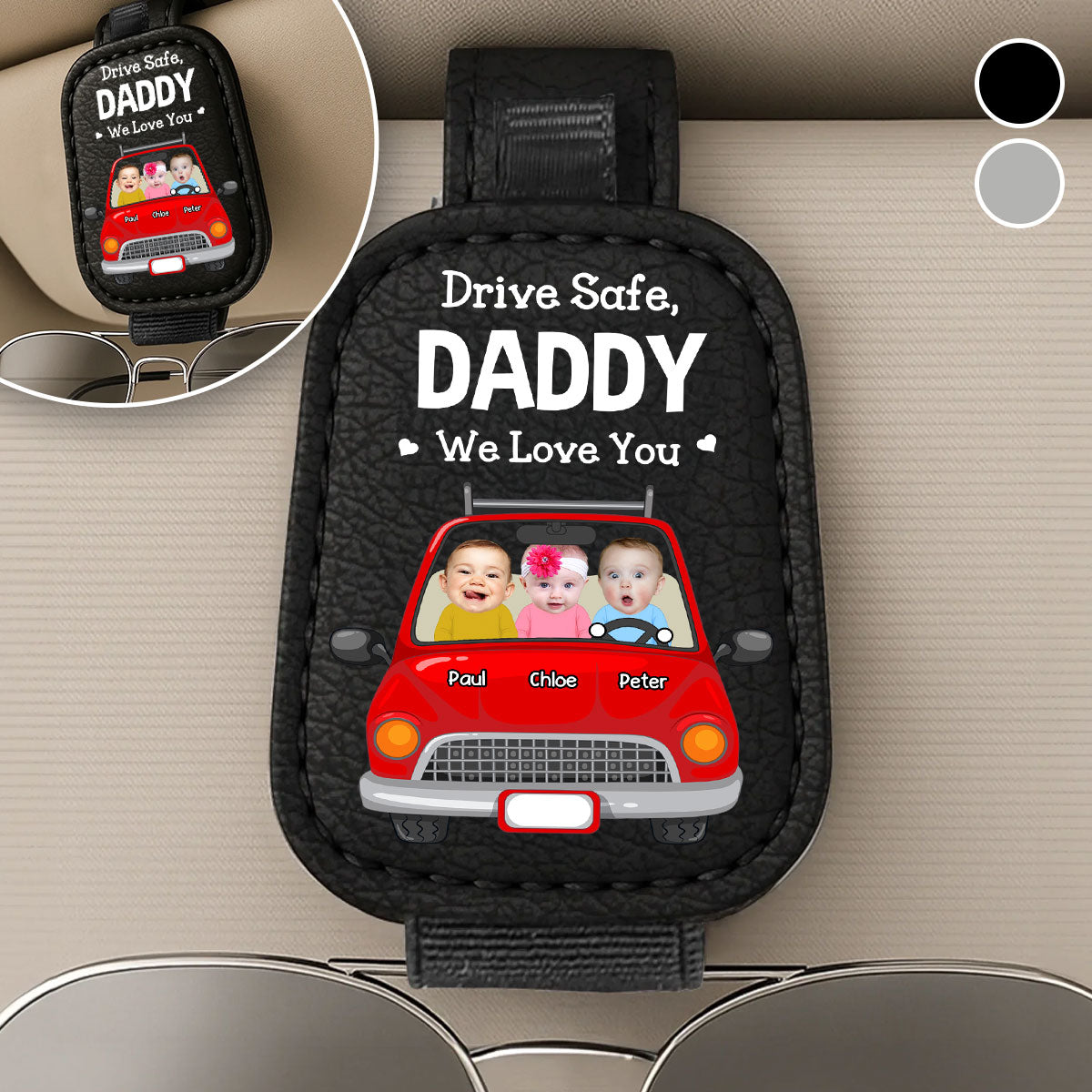 Drive Safe Dad Husband - Personalized Custom Sunglasses Holder For Car Visor