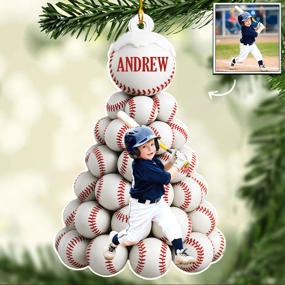 Twinkle Baseball Pinetree - Personalized Custom Acrylic Ornament