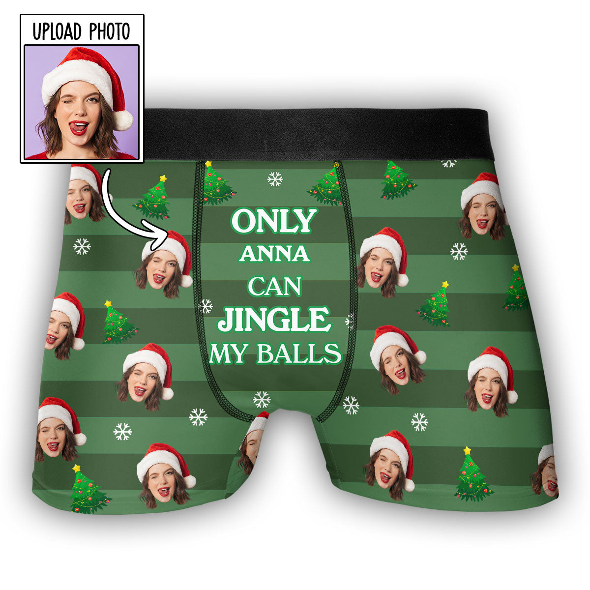 Only Her Can Jingle My Bells - Personalized Photo Men's Boxer Briefs