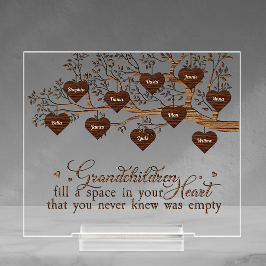 Grandchildren Fill A Space - Personalized Custom Acrylic Plaque With Base