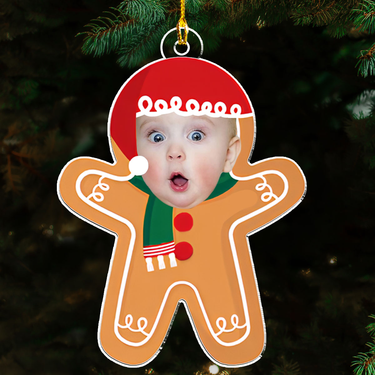 Custom Photo Baby Gingerbread - Personalized Custom Acrylic Ornament