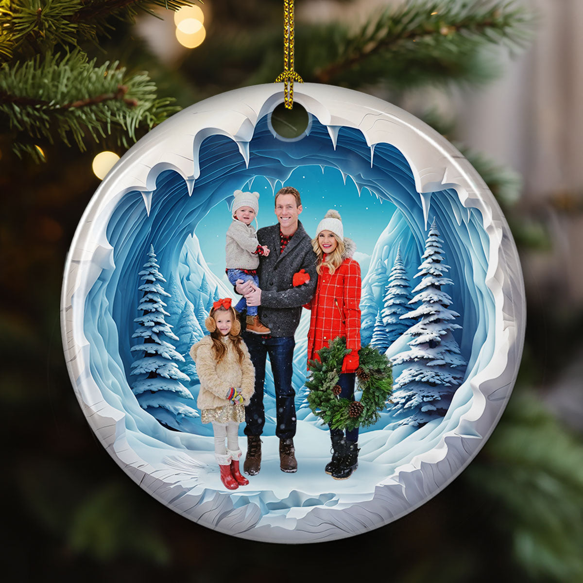 Family 3D Photo - Personalized Custom Ceramic Ornament