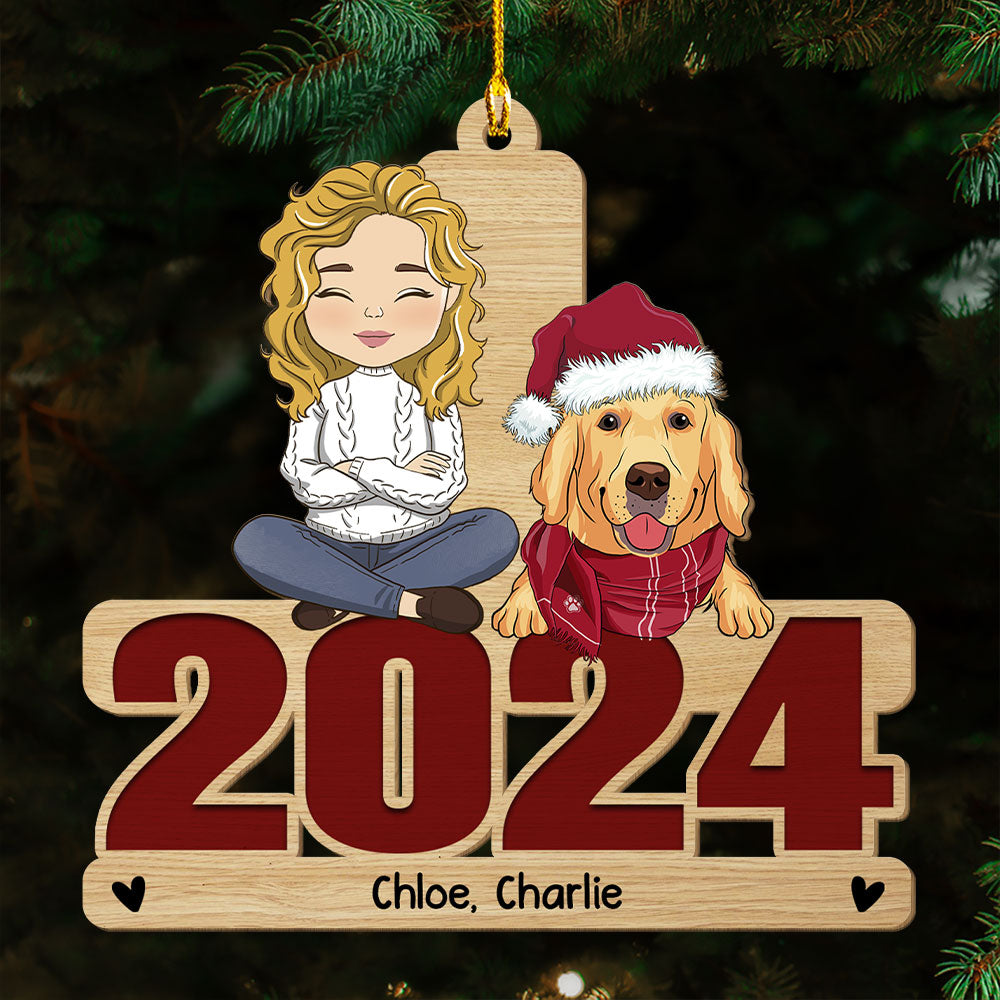 Happy Pawliday With Pets - Personalized Custom 1-layered Wood Ornament