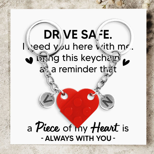 Drive Safe - Personalized Custom Heart Brick Keychain
