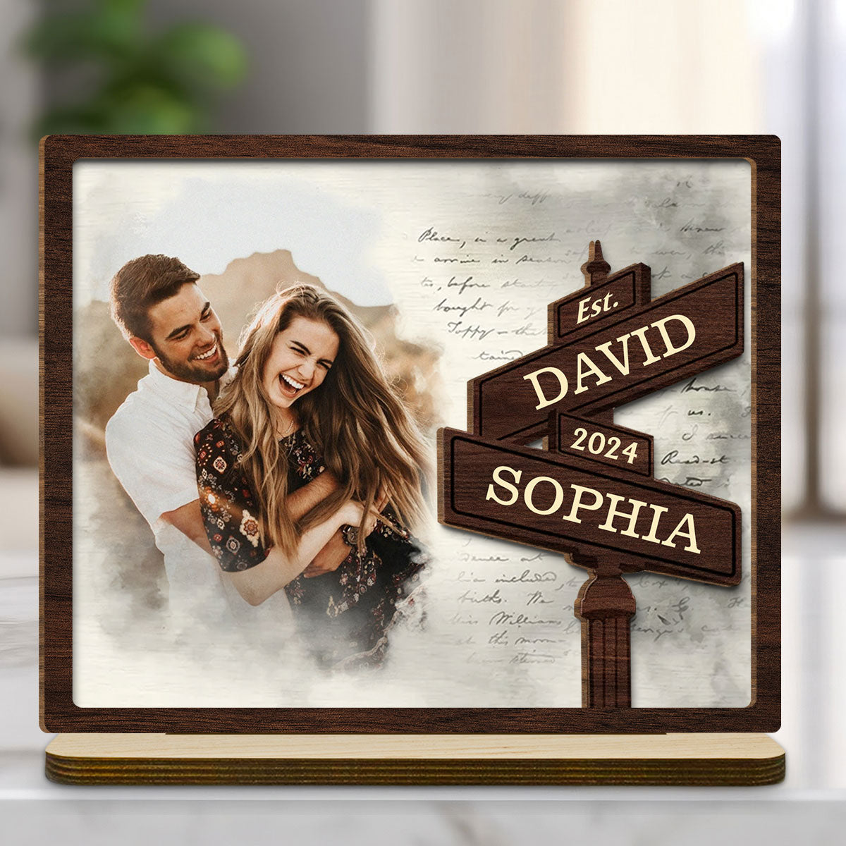 Always Love - Personalized Custom 2-Layer Wood Plaque With Flat Base
