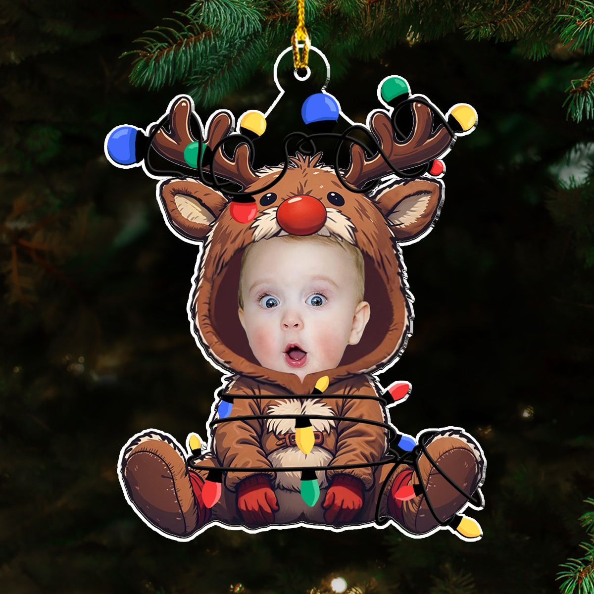 Reindeer Baby Christmas - Personalized Custom Acrylic Ornament