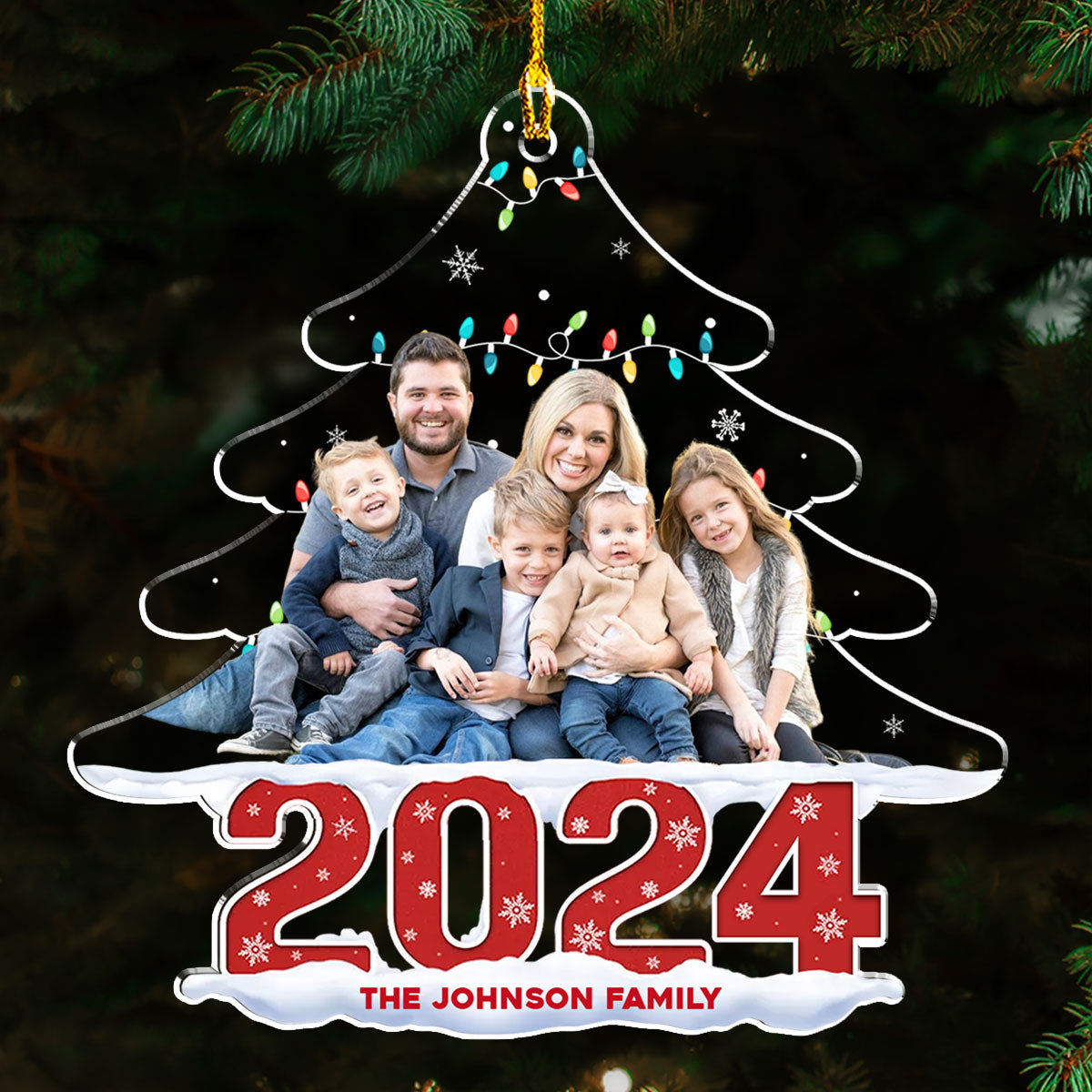 Family Photo Christmas Tree - Personalized Custom Acrylic Ornament
