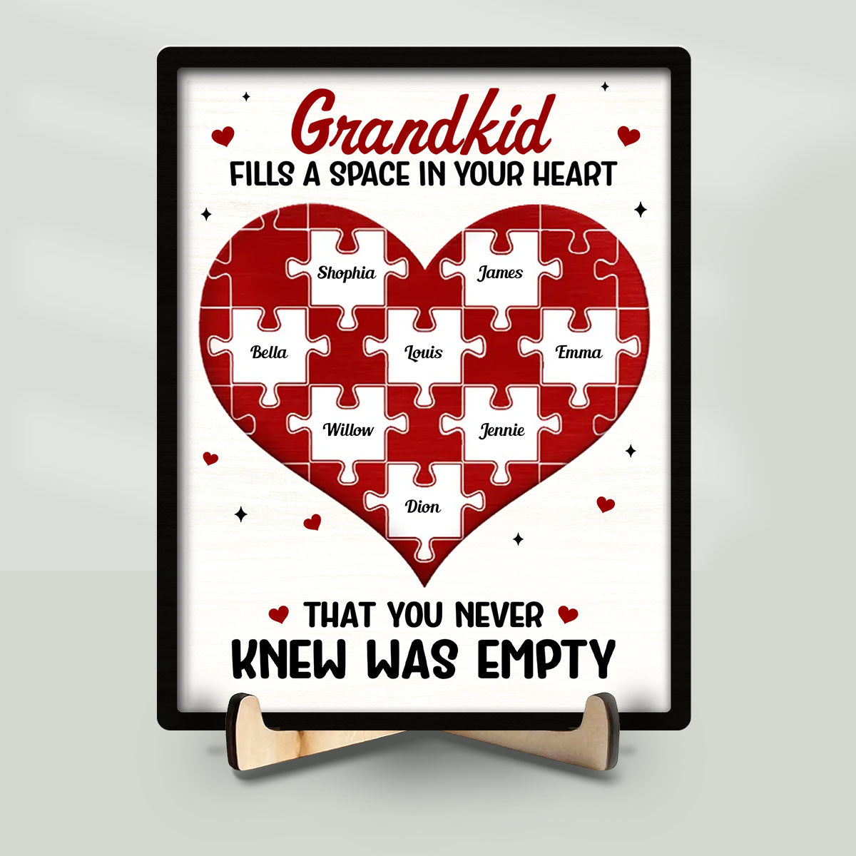 Grandkids Fill A Space In Your Heart - Personalized Wooden Plaque