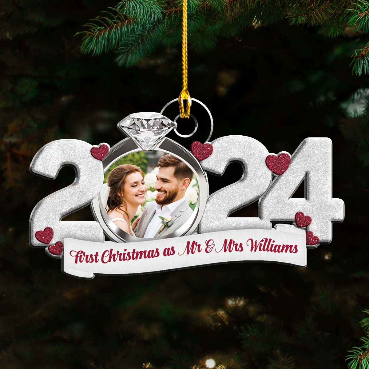 First Christmas As Mr And Mrs - Personalized Custom Acrylic Ornament