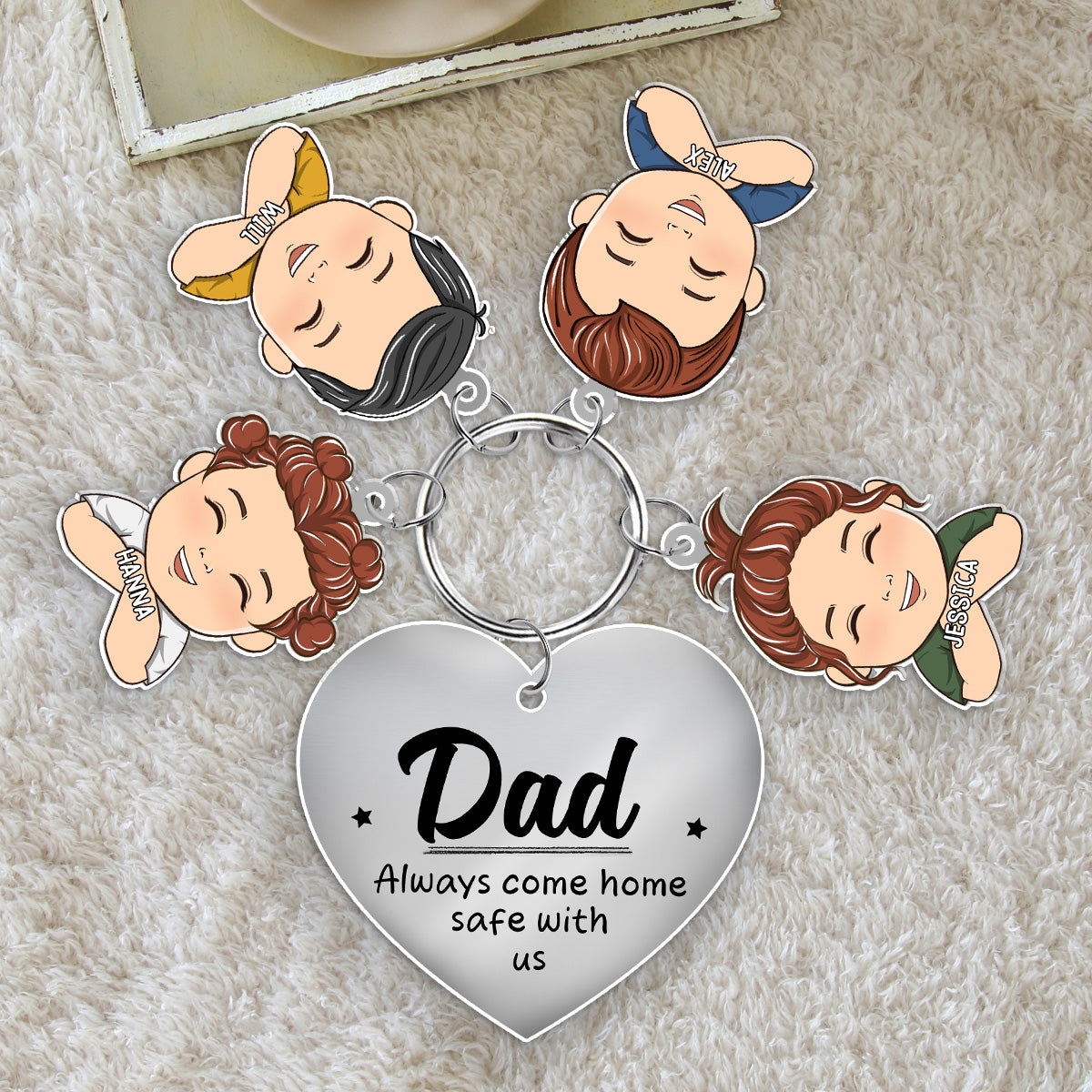 Dad Always Come Home Safe - Personalized Acrylic Tag Keychain