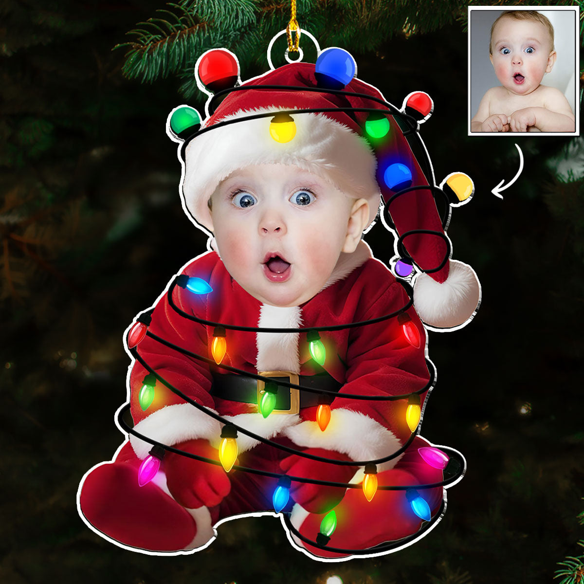 Custom Photo Funny Baby Merry Christmas - Personalized Custom Acrylic Ornament
