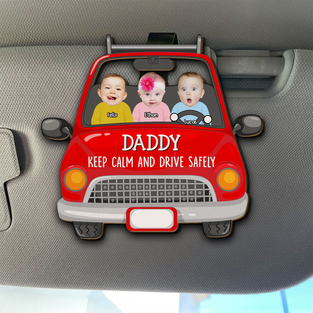 Dad Keep Calm And Drive Safely - Personalized Custom Car Visor Clip