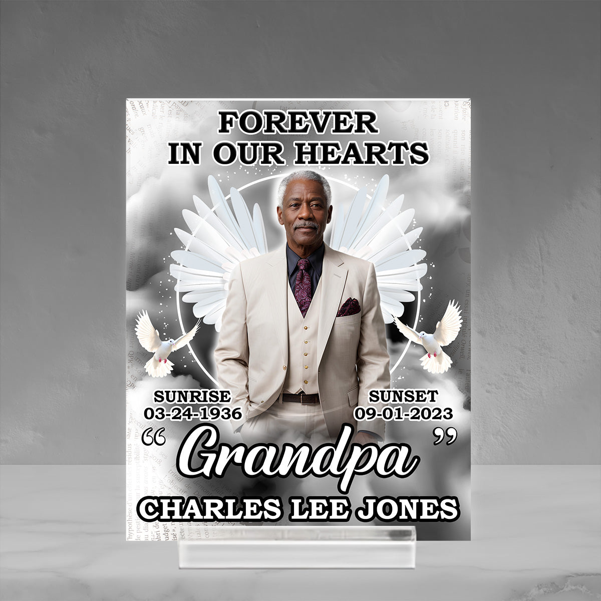 Forever In Our Hearts - Personalized Custom Acrylic Plaque With Base