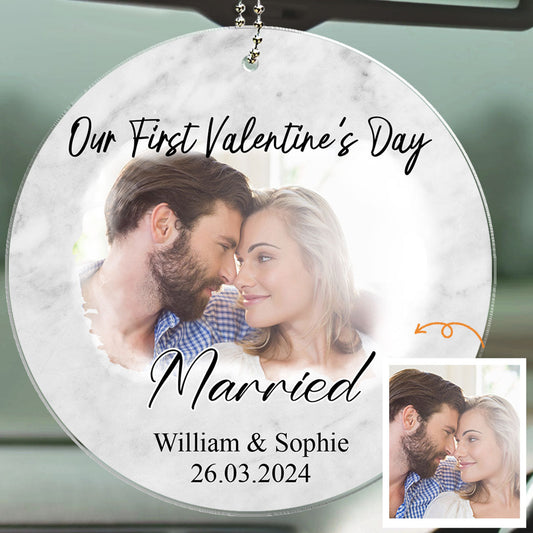 First Valentine As Mr And Mrs Couples - Personalized Custom Car Ornament