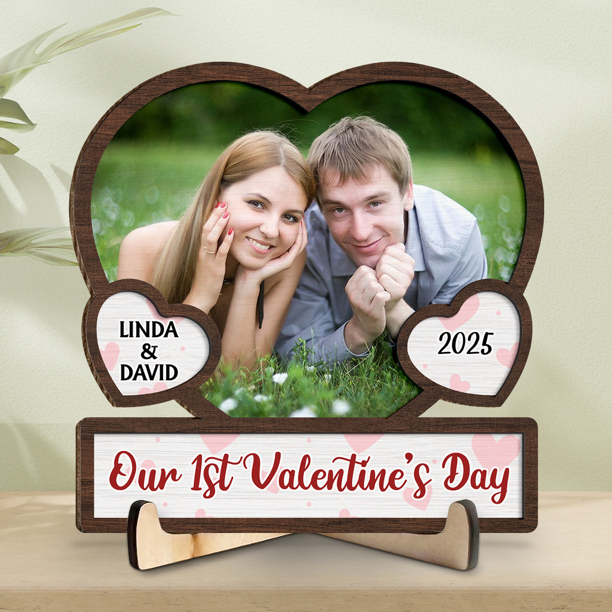 Our Valentine's Day Photo - Personalized Custom Wooden Plaque