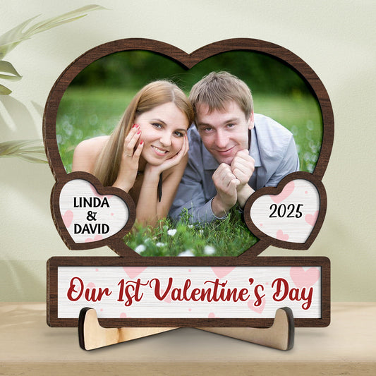Our Valentine's Day Photo - Personalized Custom Wooden Plaque