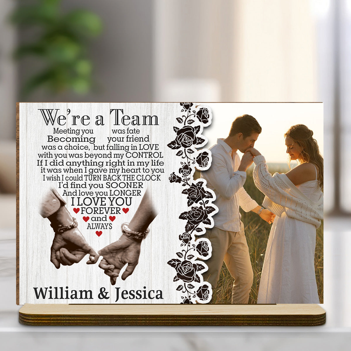 Meeting You Was Fate - Personalized Custom 2-Layer Wood Plaque With Flat Base