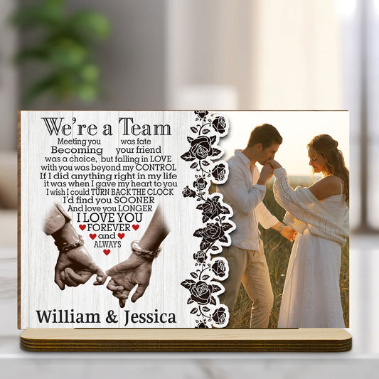 Meeting You Was Fate - Personalized Custom 2-Layer Wood Plaque With Flat Base