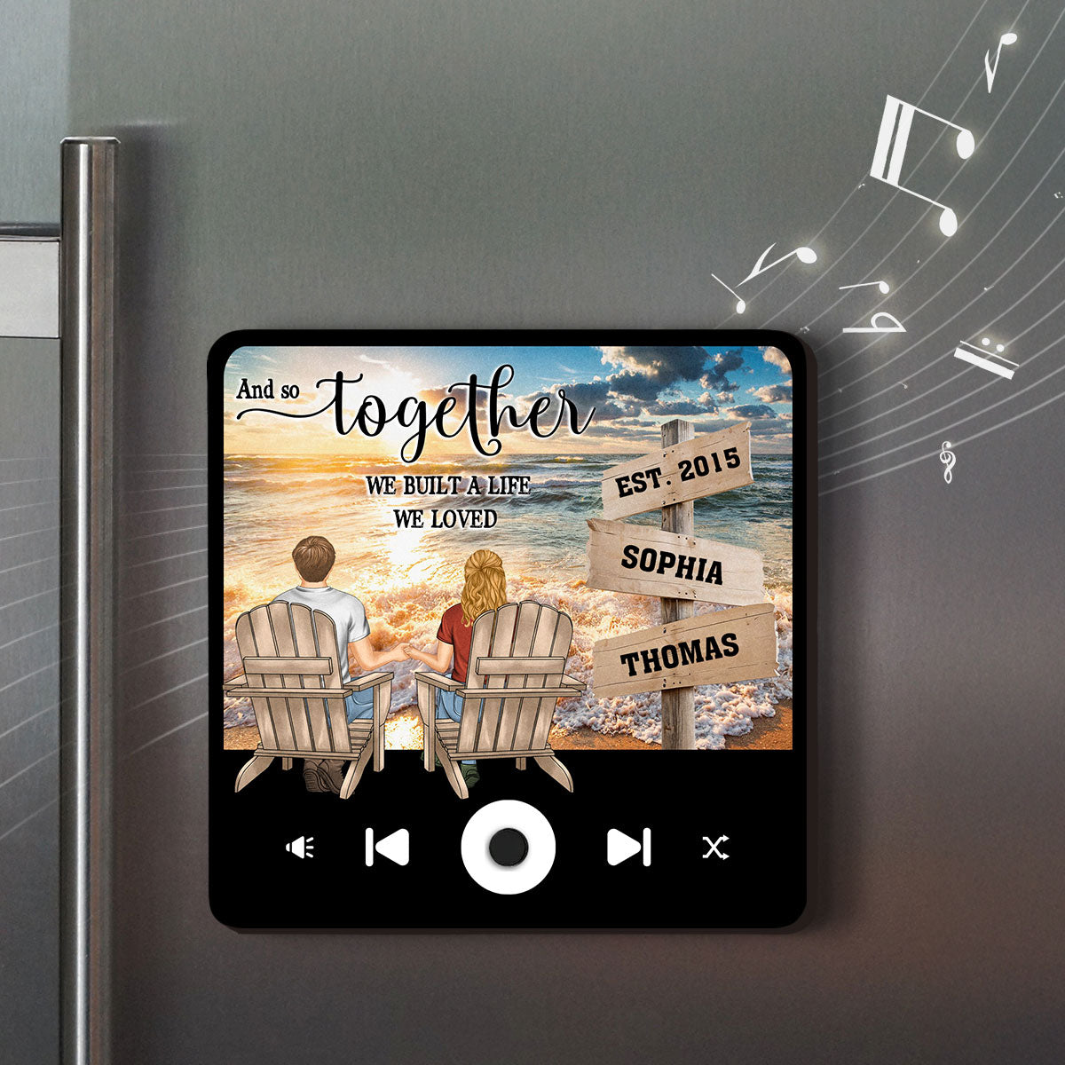 Because You Loved Me - Personalized Custom Music Fridge Magnet