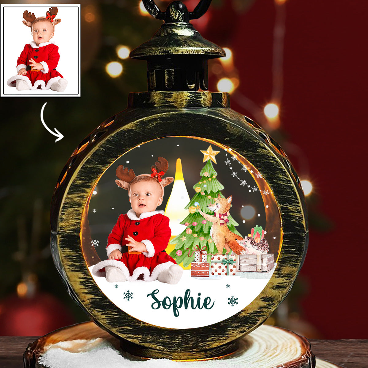 Custom Photo Baby Kid Christmas - Personalized Custom Christmas Lantern
