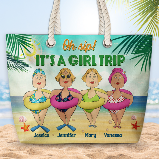 Girls Are Just Born With The Beach - Personalized Beach Bag