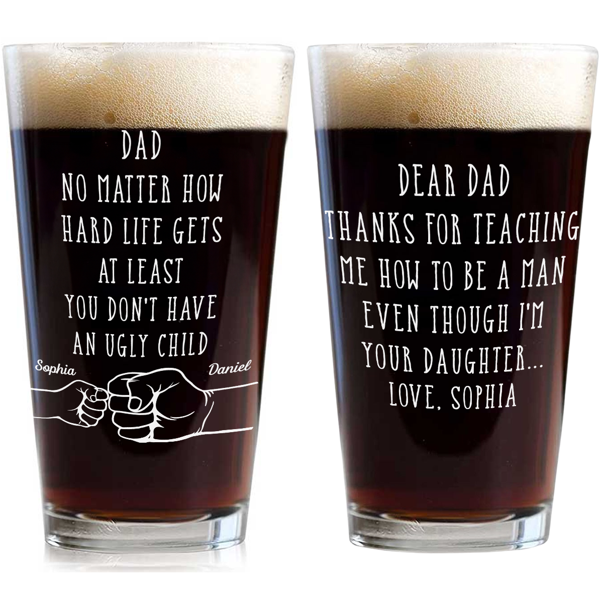 Thanks For Teaching Me How To Be A Man - Personalized Custom Beer Glass