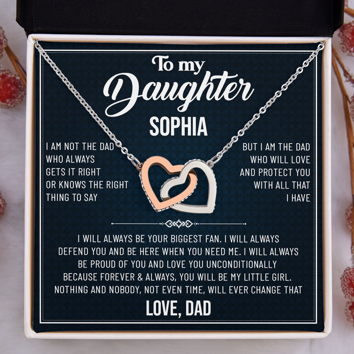 Always Will Love And Protect You - Personalized Custom Interlocking Heart Necklace