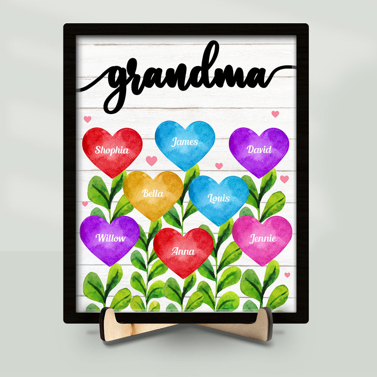 Grandma Mom Heart - Personalized Wooden Plaque