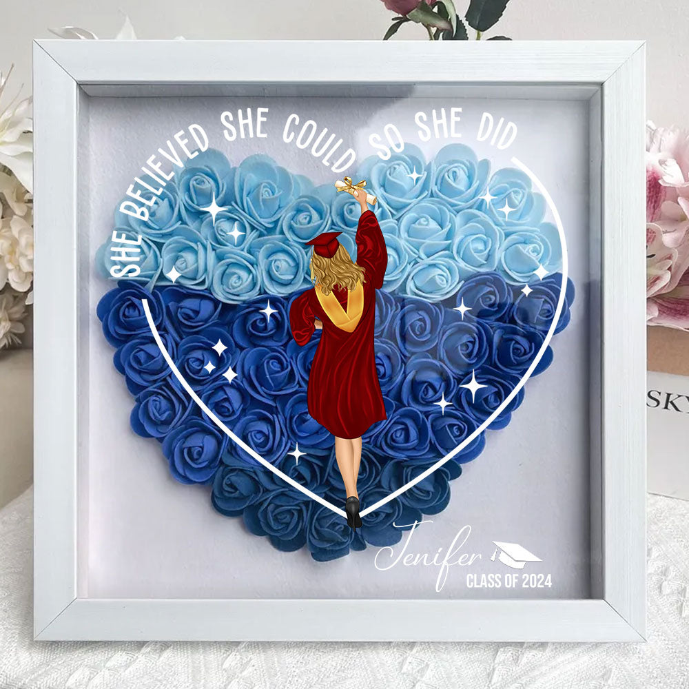 Class Of 2024 Graduation Gift - Personalized Custom Flower Shadow Box