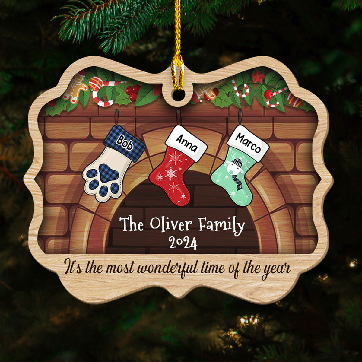 Stockings Were Hung - Personalized Custom 1-layered Wood Ornament