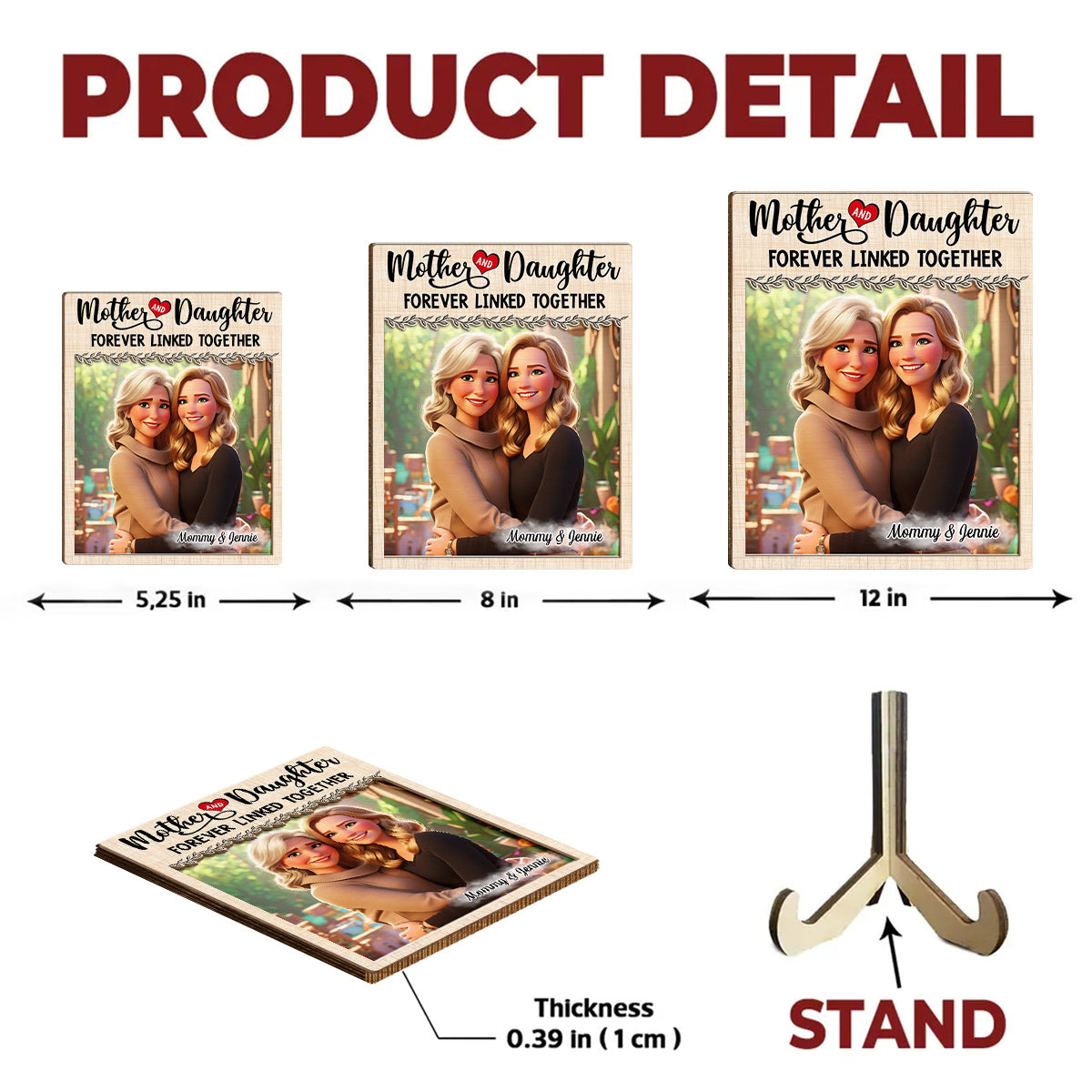 Mom And Daughter Together - Personalized Custom Wooden Plaque