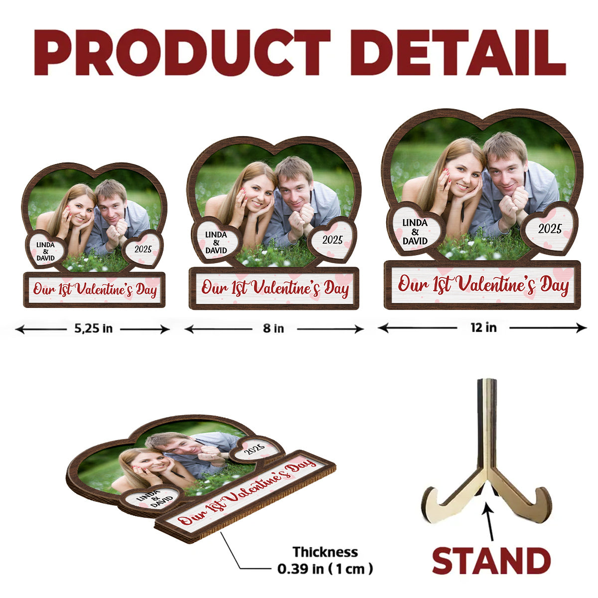 Our Valentine's Day Photo - Personalized Custom Wooden Plaque