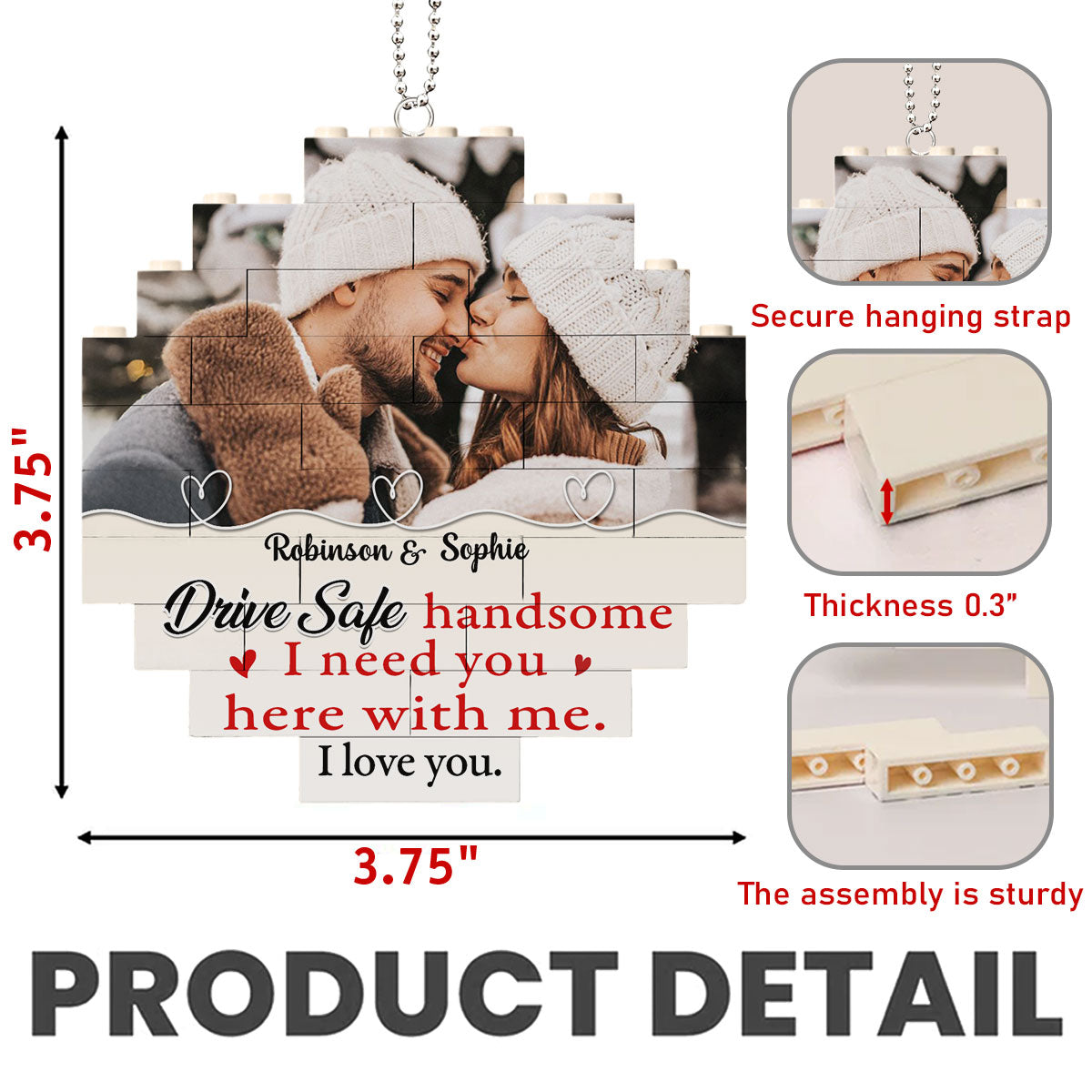 Drive Safe Handsome - Personalized Custom Puzzle Car Ornament