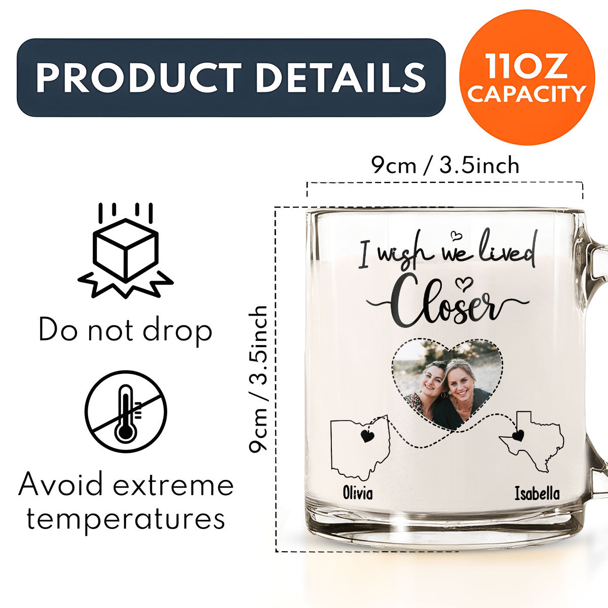 I Wish We Lived Closer Custom Photo - Personalized Custom Glass Mug