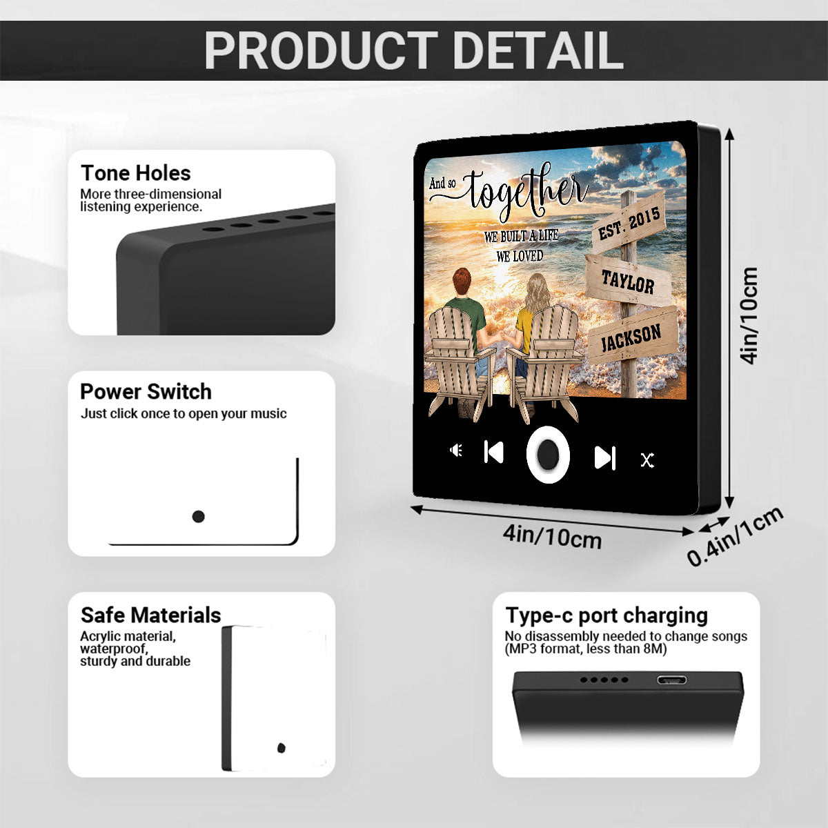 Because You Loved Me - Personalized Custom Music Fridge Magnet