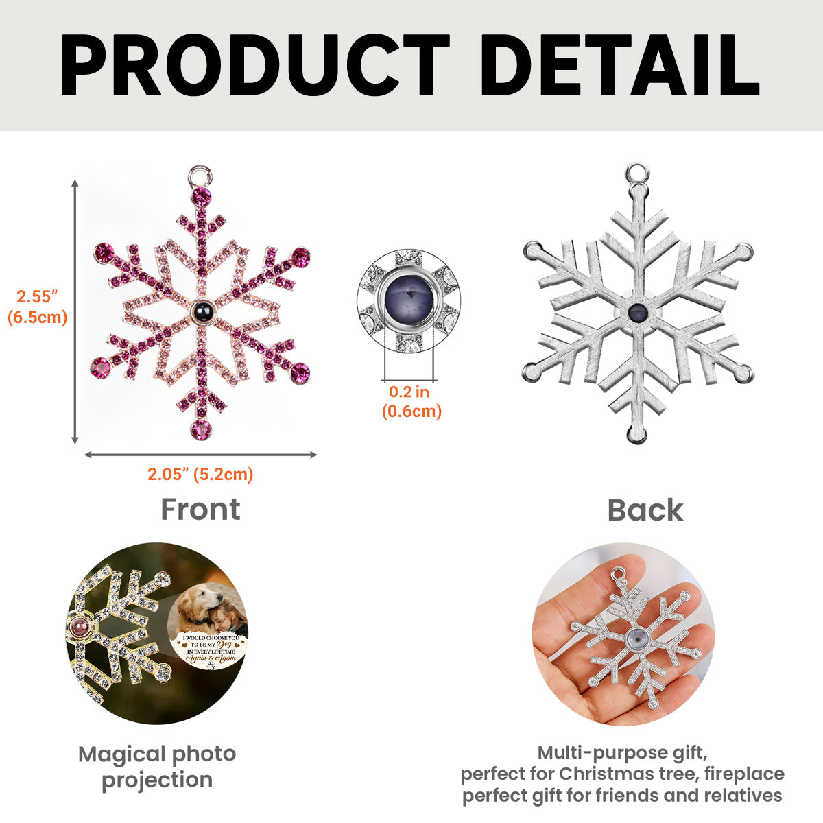 I Would Choose You - Personalized Custom Photo Snowflake Projection Ornament