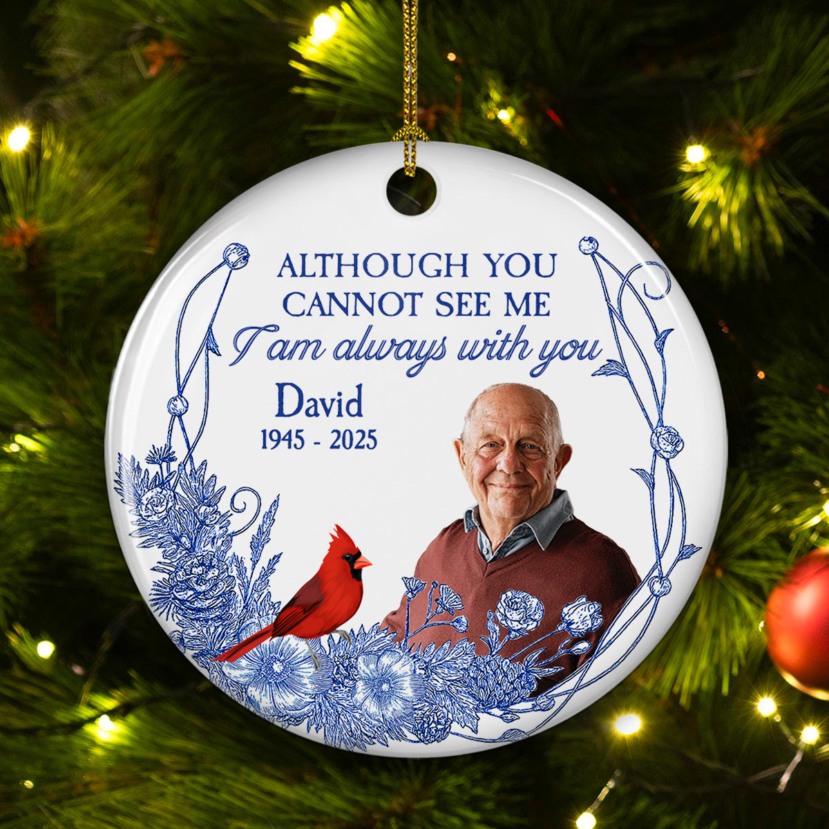 I Am Always With You Blue Toile - Personalized Custom Ceramic Ornament