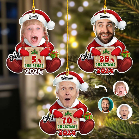 Santa Christmas Family Faces  - Personalized Custom Acrylic Ornament