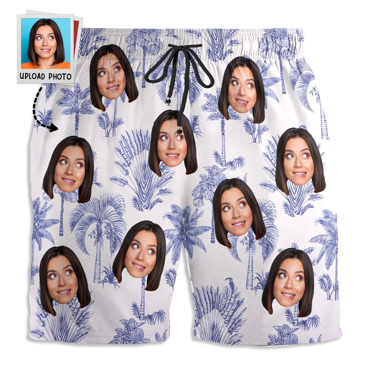 Toile De Jouy Style - Personalized Custom Beach Shorts